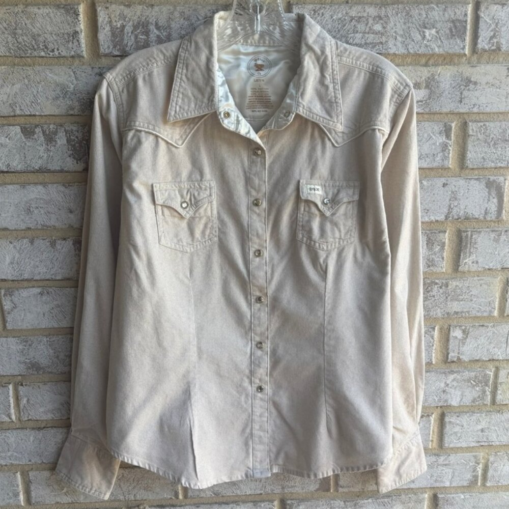 20X Long Sleeve Gold Glitter Snap Button Corduroy Western Shirt Women's Size L